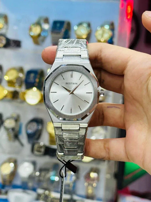 💠 BestWin Full Silver Watch – Waterproof | Aurix