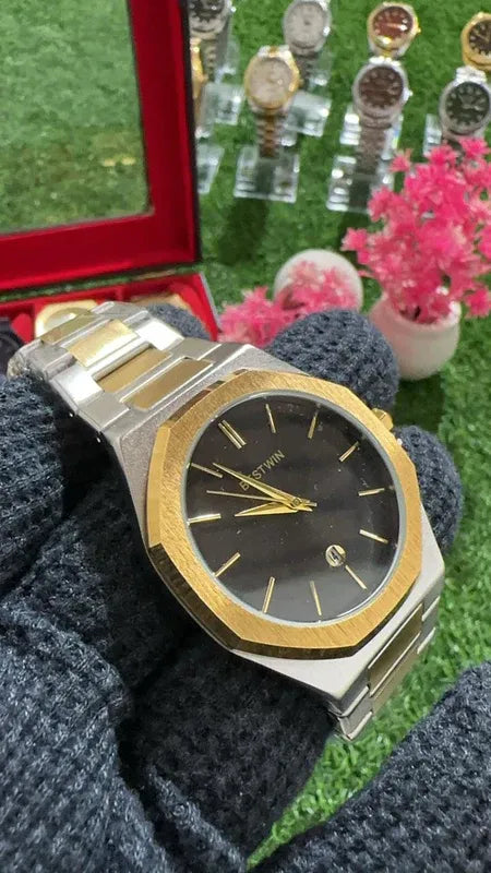 🖤 BestWin Gold & Silver + Black Dial – Waterproof | Aurix