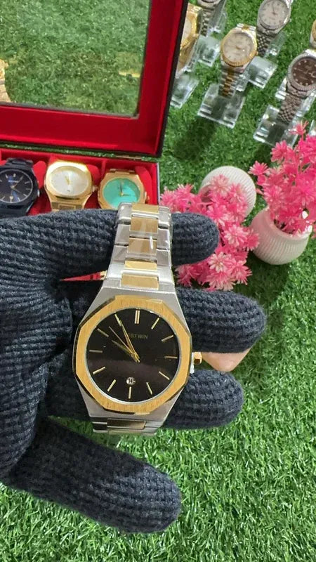 🖤 BestWin Gold & Silver + Black Dial – Waterproof | Aurix