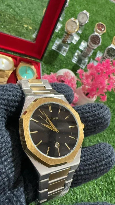 🖤 BestWin Gold & Silver + Black Dial – Waterproof | Aurix