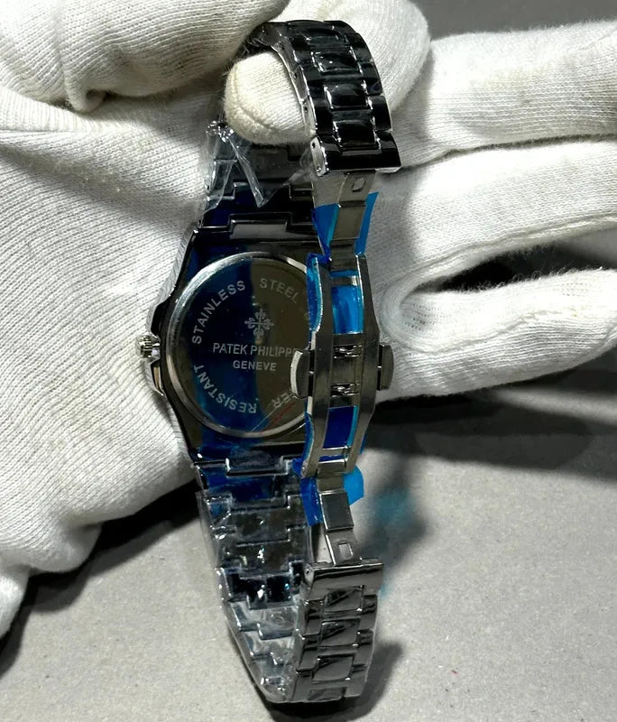 🖤 Patek Philippe Geneve – Black Dial & Stainless Steel| Waterproof | Aurix
