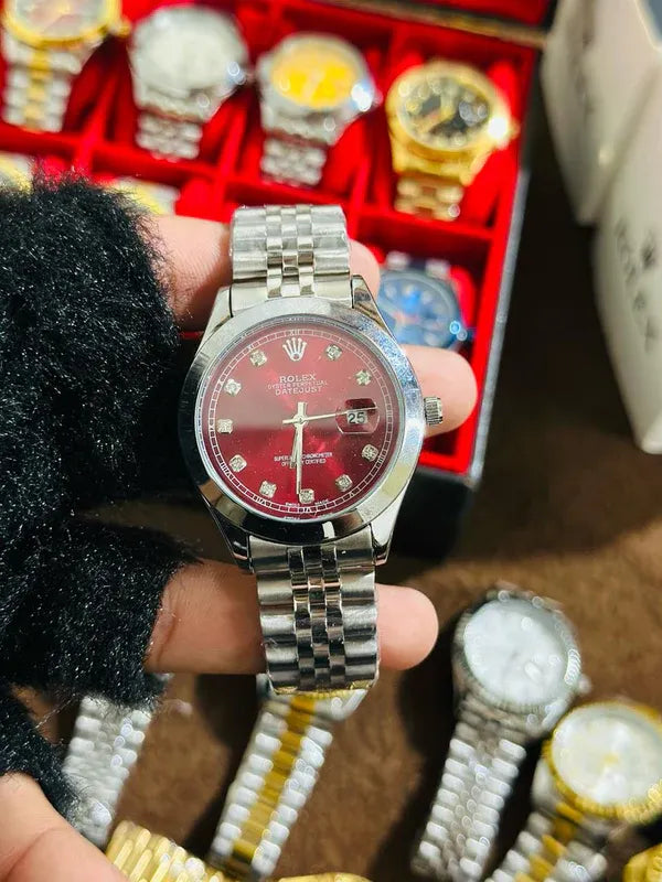 🔴 Red Lover – Rolex Watch| Waterproof | Stainless Steel | Aurix