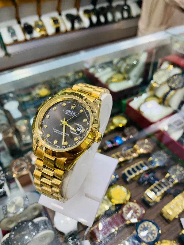 🖤 Gold + Black Dial | Waterproof | Stainless Steel | Aurix