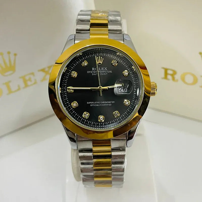 🖤 Gold & Silver + Black Dial | Stainless Steel | Waterproof | Aurix