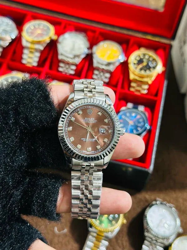 Silver Jubilee + Grey Dial (Bezel Cut)| Waterproof | Stainless Steel | Aurix