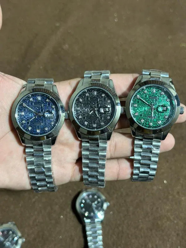 🔵 Silver + Blue | Stainless Steel | Waterproof |Aurix