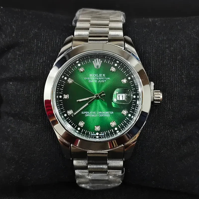 💚 Silver +  Green Dial | Waterproof | Stainless Steel | Aurix