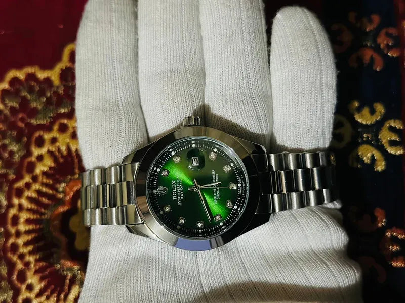 💚 Silver +  Green Dial | Waterproof | Stainless Steel | Aurix