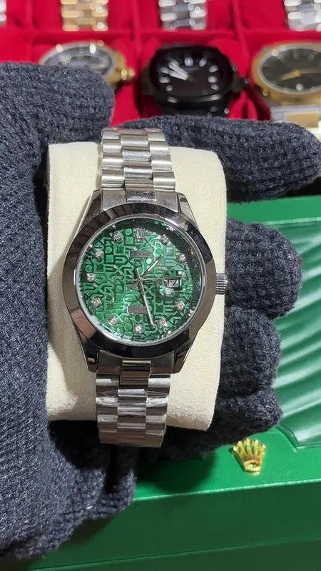 💚 Silver + Green| Stainless Steel | Water Proof | Aurix