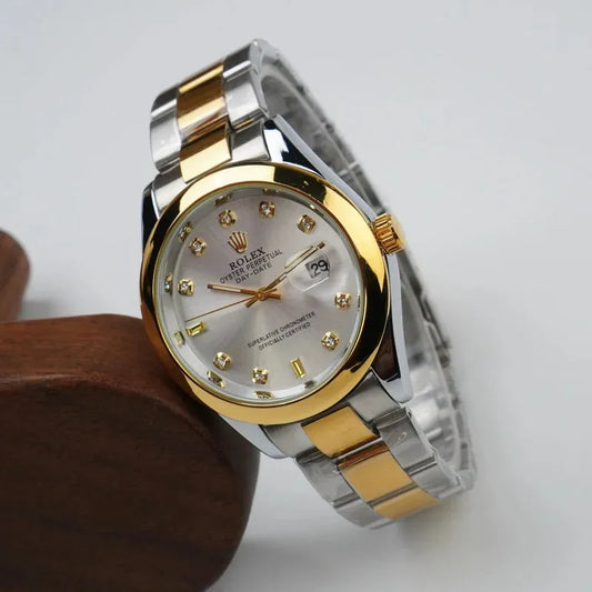 Gold & Silver + White Dial | Stainless Steel | Water Proof | Aurix