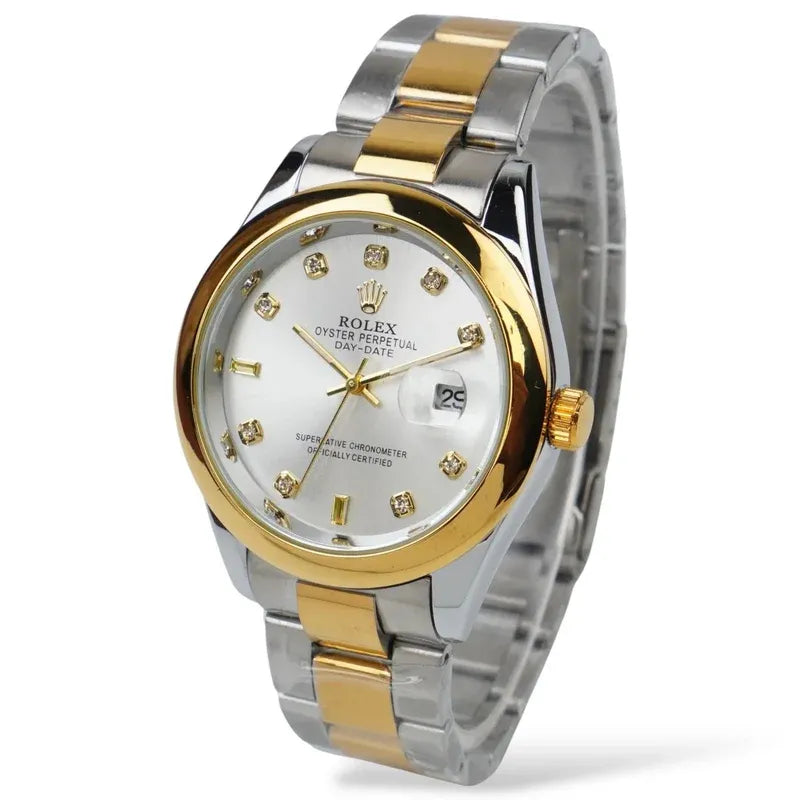 Gold & Silver + White Dial | Stainless Steel | Water Proof | Aurix