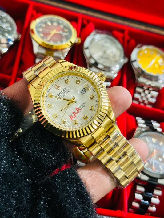 🤍 White Lover – Rolex Watch| Waterproof | Stainless Steel | Aurix