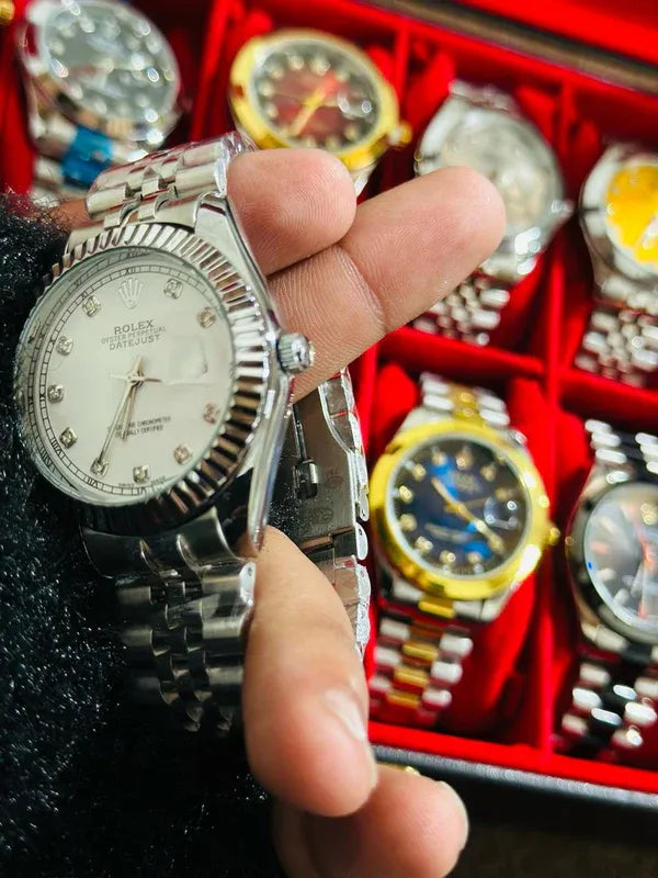 🤍 White Lover – Rolex Watch| Waterproof | Stainless Steel | Aurix