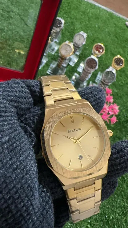 ✨ BestWin Full Gold Watch – Waterproof | Aurix