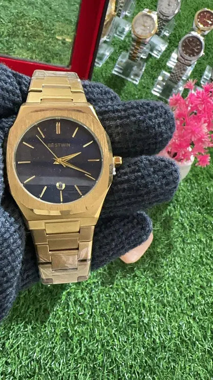 💙 BestWin Gold + Dark Blue Watch – Waterproof | Aurix