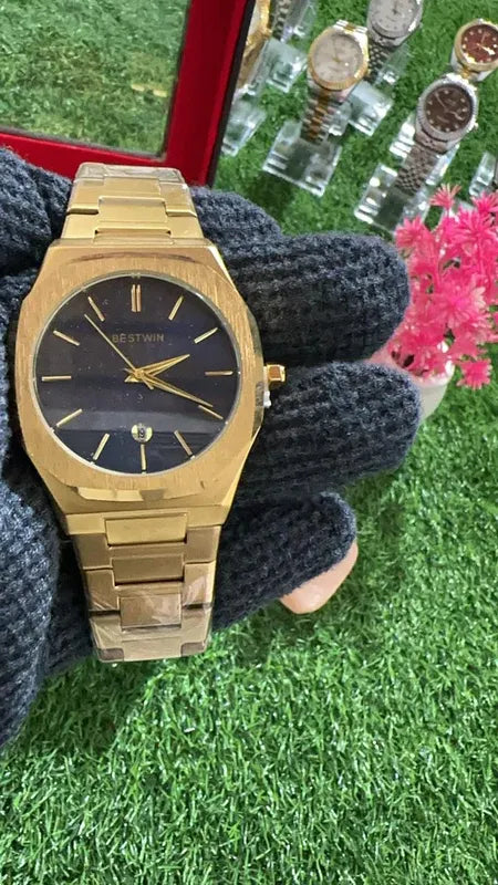 💙 BestWin Gold + Dark Blue Watch – Waterproof | Aurix