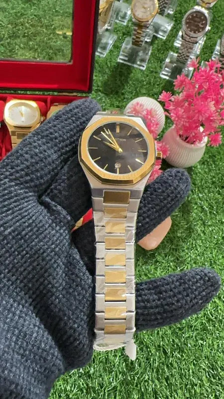 🖤 BestWin Gold & Silver + Black Dial – Waterproof | Aurix