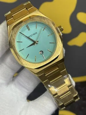 💎 BestWin Watch – Gold + Tiffany Dial | Waterproof | Aurix