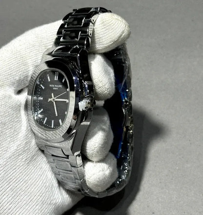 🖤 Patek Philippe Geneve – Black Dial & Stainless Steel| Waterproof | Aurix