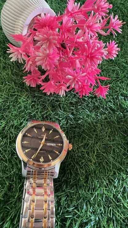 🖤 BestWin Jubilee – Gold & Silver + Black Dial | Waterproof| Aurix