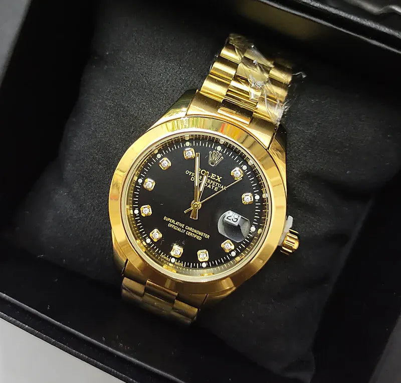 🖤 Gold + Black Dial | Waterproof | Stainless Steel | Aurix