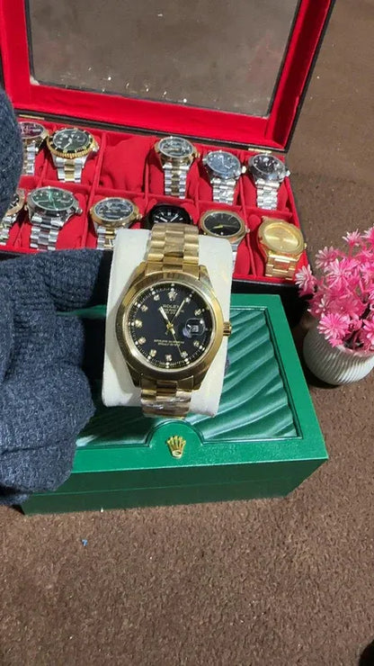 🖤 Gold + Black Dial | Waterproof | Stainless Steel | Aurix