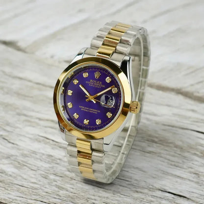 🔷 Gold & Silver + Blue Dial | Waterproof | Aurix