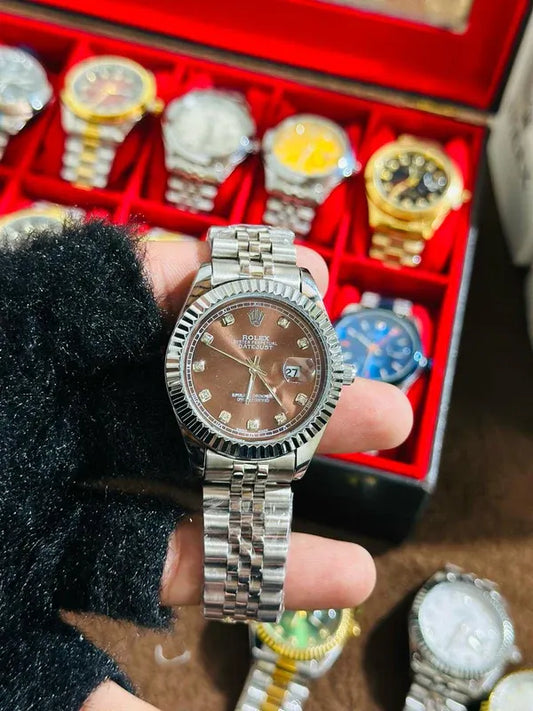 Silver Jubilee + Grey Dial (Bezel Cut)| Waterproof | Stainless Steel | Aurix