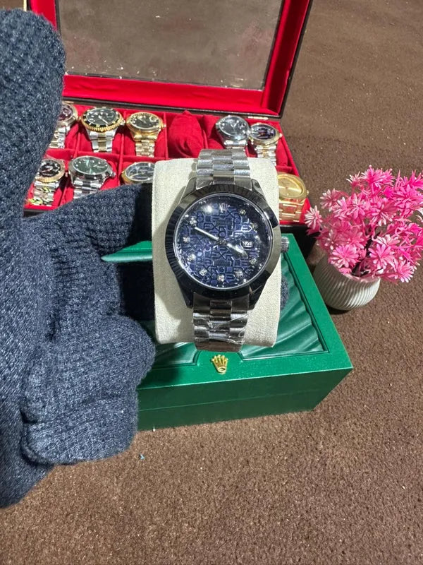 🔵 Silver + Blue | Stainless Steel | Waterproof |Aurix