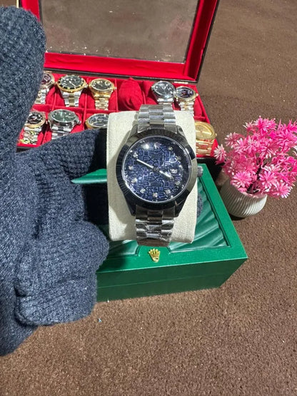 🔵 Silver + Blue | Stainless Steel | Waterproof |Aurix