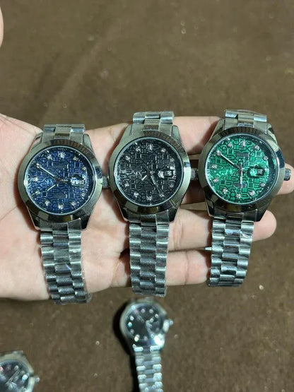 🔵 Silver + Blue | Stainless Steel | Waterproof |Aurix