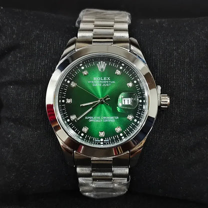 💚 Silver +  Green Dial | Waterproof | Stainless Steel | Aurix