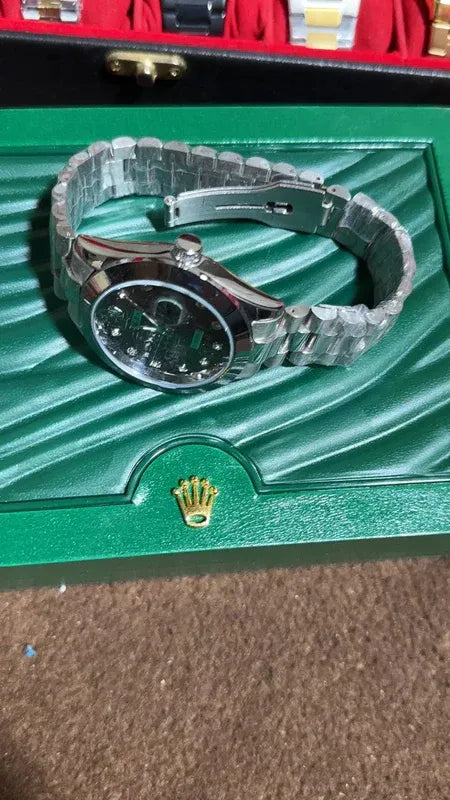 💚 Silver + Green| Stainless Steel | Water Proof | Aurix