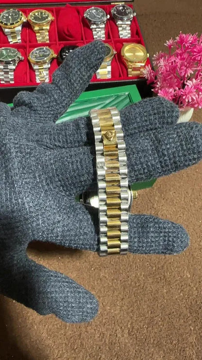 🔷 Two-Tone Blue (Roman Dial) | Stainless Steel | Waterproof | Aurix