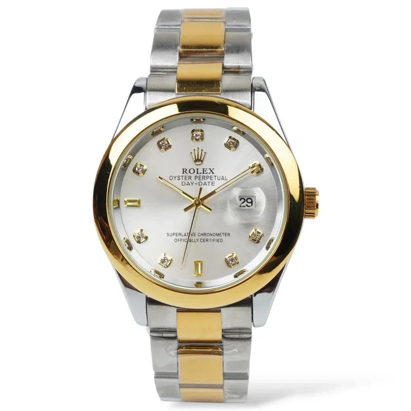 Gold & Silver + White Dial | Stainless Steel | Water Proof | Aurix