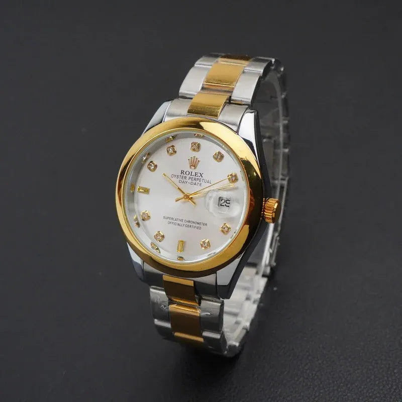 Gold & Silver + White Dial | Stainless Steel | Water Proof | Aurix