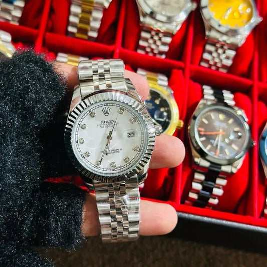 🤍Complete White Jubilee Fluted | Waterproof | Stainless Steel | Aurix