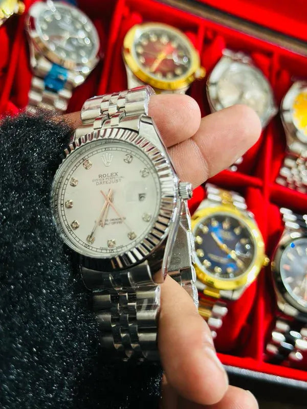 🤍Complete White Jubilee Fluted | Waterproof | Stainless Steel | Aurix